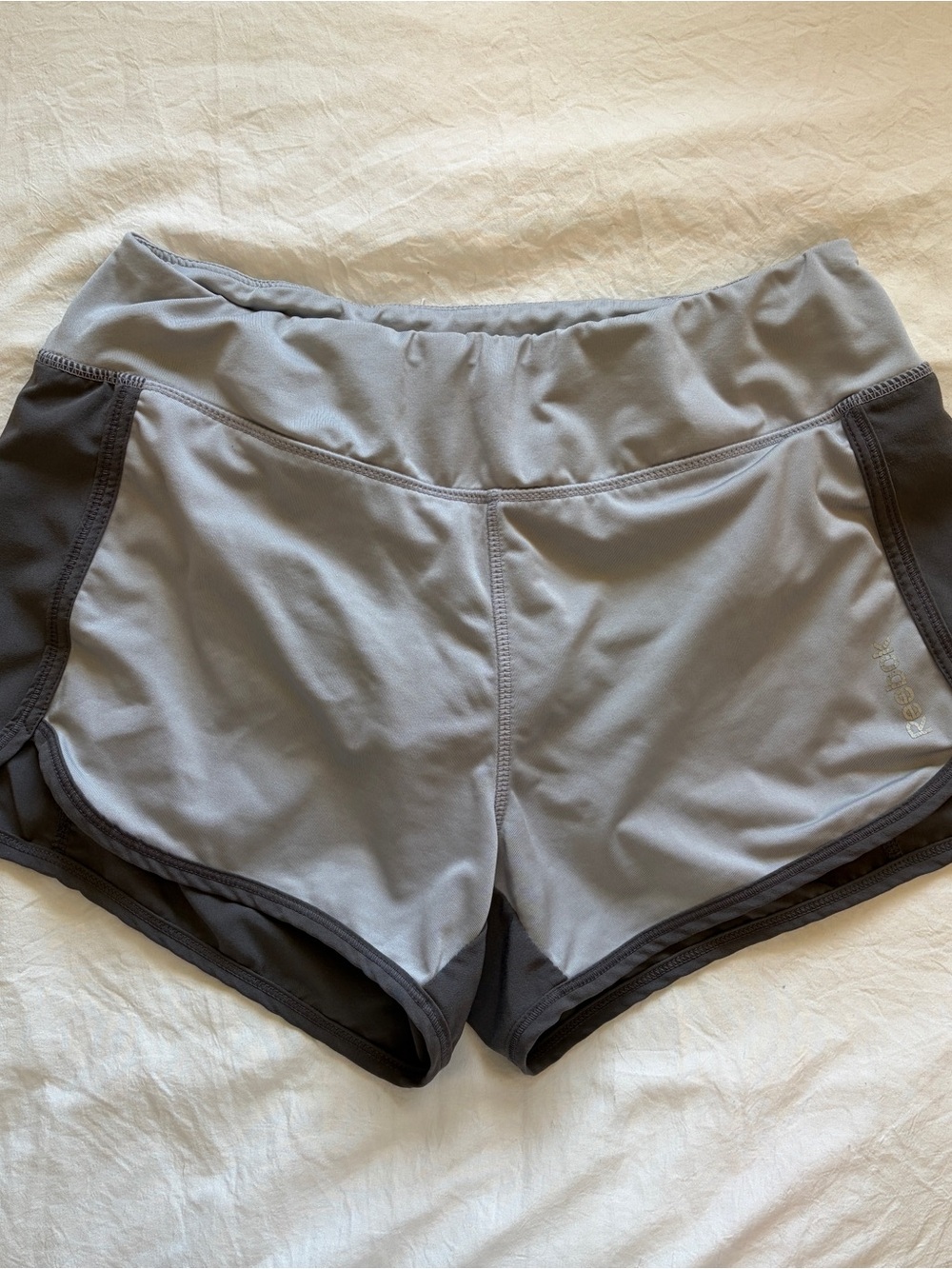 Reebok Light Gray and Dark Gray Women's Athletic Shorts